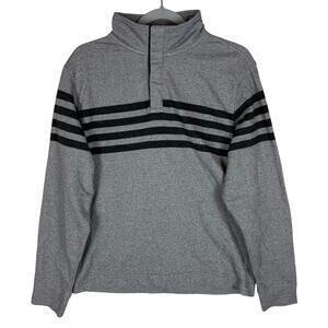 Banana Republic Sweatshirt Men's Medium Heather Gray Striped‎ Cotton 1/4 Snap
